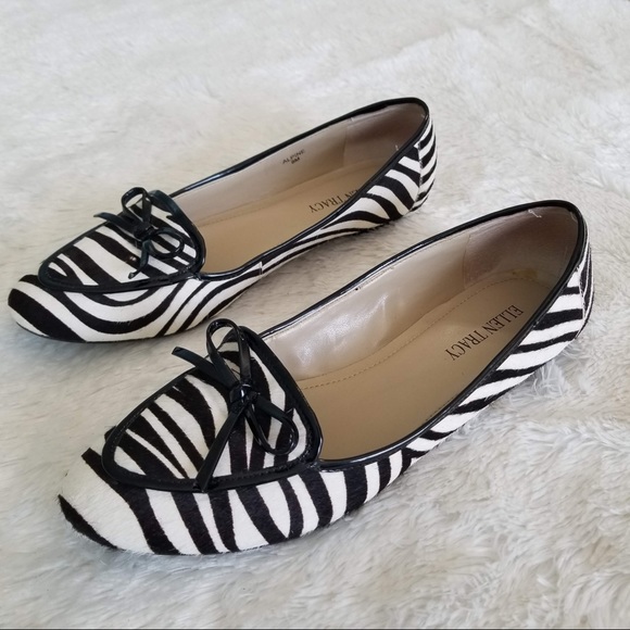 Gently Used Ellen Tracy Zebra Print Flats Cow Hair - Picture 2 of 10